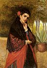 A Spanish Beauty in a Red and Black Lace Shawl by John Bagnold Burgess